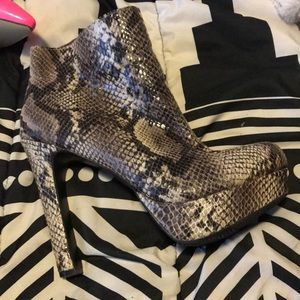 Snake print platform heels